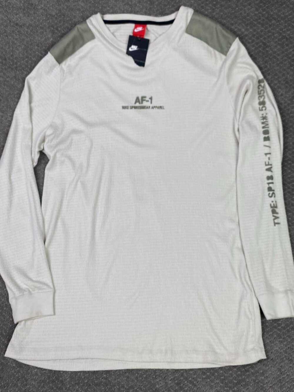 Nike Air Force 1 AF-1 Shirt Mens XL Light Bone Beige Long Sleeve NEW Stucco